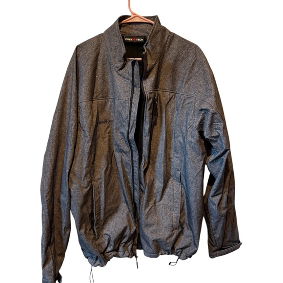 Free Tech Mens Fleece Lined Gray Jacket Full Zip - Picture 1 of 4